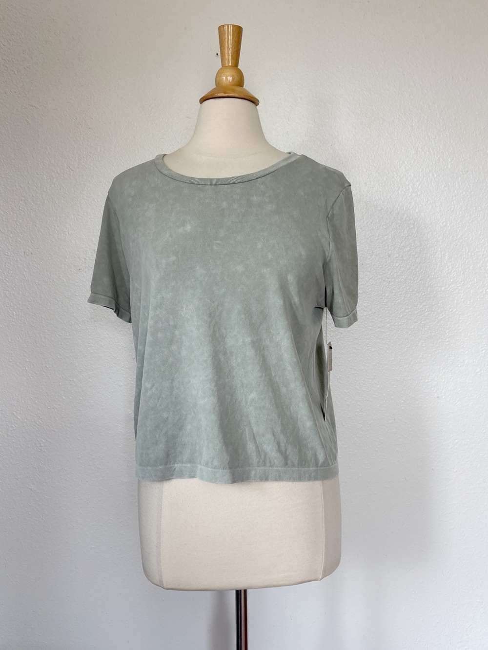 Sage Green Short Sleeve Nylon Cropped Tee